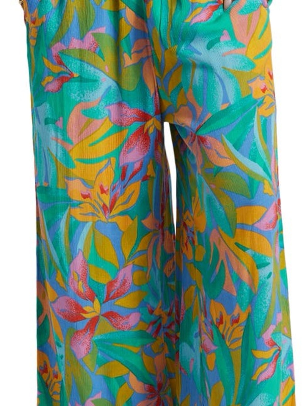 Billabong Tropical Wide Leg Teal Multi Color Pants Boho Beach Vacation Resort S - Picture 6 of 16